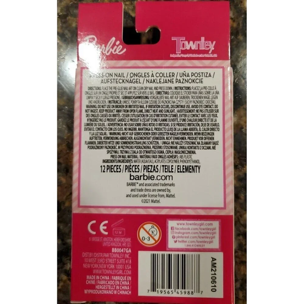 (1) Kids Barbie Press On Nails.